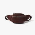 Dark brown corduroy waist bag with double golden zippers and adjustable strap - Dark Brown