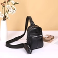 Schwarze Bauchtasche aus PU-Leder mit FITRIGHT-Gurt und abnehmbarer kleiner Tasche - Schwarz