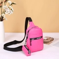 Neonpinke Sport-Gürteltasche mit verstellbarem Riemen und Fitright-Gurtband-Detail - Rosarot