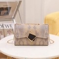 Gradient snakeskin texture crossbody bag for women with gold chain and purple grey finish - Yellow