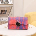 Gradient snakeskin texture crossbody chain bag with blue and red contrasting colors - Red