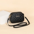 Classic black quilted crossbody bag with dual zippers and gold hardware in elegant style - Black