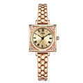 GEDI vintage square quartz watch for women in rose gold with a beaded link bracelet - Rose Gold Case Rose Dial