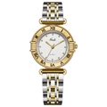 Elegant Gedi vintage two-tone stainless steel ladies watch with Roman numeral bezel - Two-tone Gold Band Gold Case White Dial