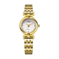 Elegant gold quartz watch for women with textured white dial and stainless steel band - Gold Case White Dial Gold Steel Band