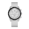 Gedi fashion quartz sports watch with white silicone strap and three-eye tachymeter dial - Silver Gray