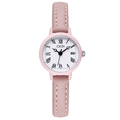GEDI vintage women's quartz watch with pink leather strap and Roman numeral dial - White Dial Pink Case Purple Strap