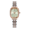 GEDI luxury women's quartz watch with green oval dial and rose gold diamond-set bezel - Rose Gold Case Green Dial Two-Tone Band