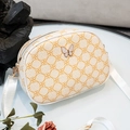 Sac bandoulière ovale crème avec imprimé trèfle jaune et fermoir papillon doré - Blanc Crème Imprimé