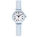 Orologio al quarzo celeste da donna con cinturino in pelle e numeri romani classici - Quadrante Bianco Cassa Blu Chiaro Cinturino Blu Chiaro