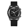 Modische schwarze Quarz-Chronograph-Uhr mit Silikonarmband und Multi-Zifferblatt - Schwarz
