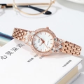 Elegant rose gold quartz watch featuring a crystal flower design and luxury link strap - Rose Gold