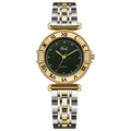 Gedi luxury quartz watch with green dial and two-tone gold silver five-link metal strap - Two-tone Gold Band Gold Case Green Dial