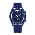 Dunkelblaue Sport-Quarzuhr für Damen mit Silikonarmband und Chronographen-Zifferblättern - Dunkelblau