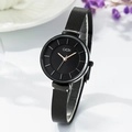 Women's quartz watch with black dial, rose gold markers and black mesh metal strap - Black Case Black Dial
