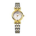 GEDI luxury quartz watch with two-tone silver and gold band and rhinestone dial - Gold Case White Dial Two-tone Silver Gold Band