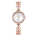 Orologio al quarzo da donna in oro rosa con quadrante in madreperla e cinturino in cristallo - Cinturino Oro Rosa Madreperla Quadrante Bianco
