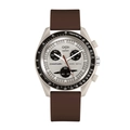 Gedi Mode Quarzuhr mit beige mattem Gehäuse und dunkelbraunem Silikonarmband - Kaffeebraun