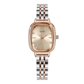Elegant rose gold and silver bicolor stainless steel watch with diamond-set bezel for women - Rose Gold Case Rose Dial Two-Tone Band