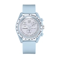 Pastel blue quartz sports watch with chronograph sub-dials and soft silicone strap - Light Blue