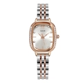GEDI luxury women's oval quartz watch featuring a rose gold and silver bicolor steel band - Rose Gold Case White Dial Two-Tone Band