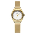Elegante orologio al quarzo dorato con cinturino in maglia e quadrante testurizzato da donna - Cinturino Dorato Quadrante Bianco