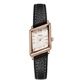 GEDI vintage rhombus watch with rose gold case and black leather strap for women - Black Strap White Dial