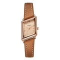 GEDI vintage rhombic watch with rose gold case and brown leather strap for women - Brown Strap Brown Dial