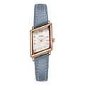 Gedi vintage quartz watch with rose gold rhoms case and grey leather strap for women - Blue Strap White Dial
