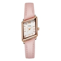 Rhombus rose gold watch with white dial and pink leather strap for women - Pink Strap White Dial
