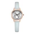 GEDI luxury women's quartz watch with light blue leather strap and rose gold metal case - Rose Gold Case White Dial Grey Strap