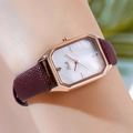 Orologio quadrato Gedi oro rosa con quadrante in madreperla e cinturino viola - Cassa Oro Rosa Quadrante Bianco Cinturino Marrone