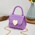 Mini purple jelly bag with gold heart buckle and twisted handle for women - Purple