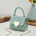 Mini silicone jelly bag in mint green with heart buckle and gold chain strap - Light Green