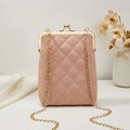 Altrosa gesteppte Handytasche mit goldenem Metallverschluss und feiner Kette - Rosa