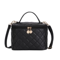 Elegant black quilted handbag with golden dual zippers and versatile crossbody strap - Standard Size / Black