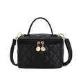 Black quilted crossbody bag with gold hardware and distinctive zigzag stitched strap - Small / Black