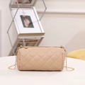 Bolso cilíndrico acolchado color albaricoque en cuero sintético con cadena oro - Caqui