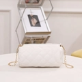 Elegant white quilted cylinder chain bag in premium faux leather with gold strap - White