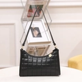 Chic black quilted shoulder bag for women with elegant gold charm and leather strap - Black Grid Pattern