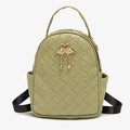 Quilted faux leather lady backpack in avocado green with golden swan heart clasp - Green