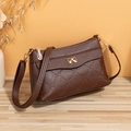 Sac à bandoulière marron gaufré pour femme avec boucle de nœud doré et sangle réglable - Marron