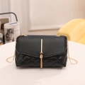 Classic black quilted crossbody bag with gold chain strap and elegant tassel detail - Black