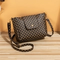 Classic bucket bag with dark brown synthetic leather and vintage circular totem patterns - Brown Printed