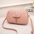 Chic pink quilted crossbody bag with gold crown charm and elegant long tassel detail - Pink
