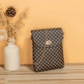 Piccola borsa a catena verticale con motivo floreale vintage e chiusura a scatto - Marrone Stampato