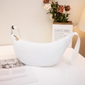 Bolso bandolera de media luna en cuero blanco minimalista con correa tejida ajustable - Blanco