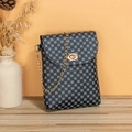 Mini borsa a tracolla verticale stampata con motivo geometrico e catena dorata - Nero Stampato