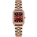 Elegante orologio GEDI da donna quadrato con quadrante rosso e cinturino in oro rosa - Quadrante Rosso Vino