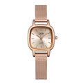 Luxury rose gold square dial quartz watch with minimalist mesh strap for women - Rose Gold Case Rose Gold Dial